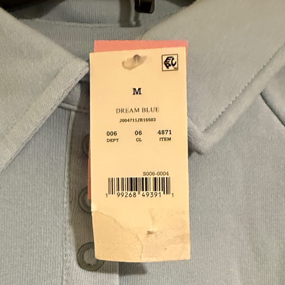 Light Blue Collared Pullover Sweatshirt with Embroidered Details - Picture 2 of 6